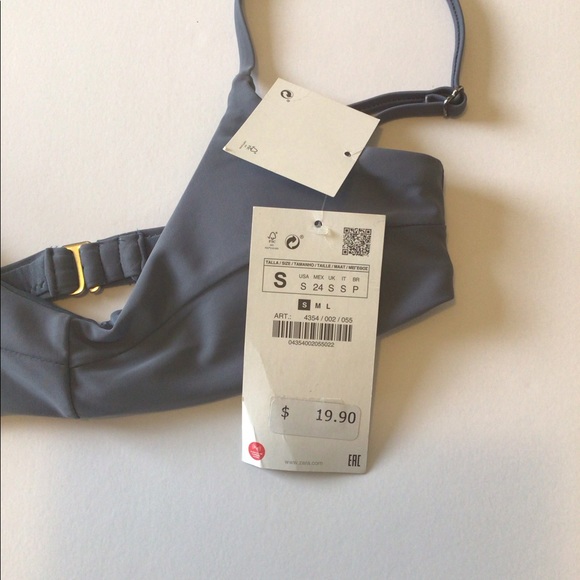Zara Blue Gray Bikini Top Sz Small - Picture 4 of 5